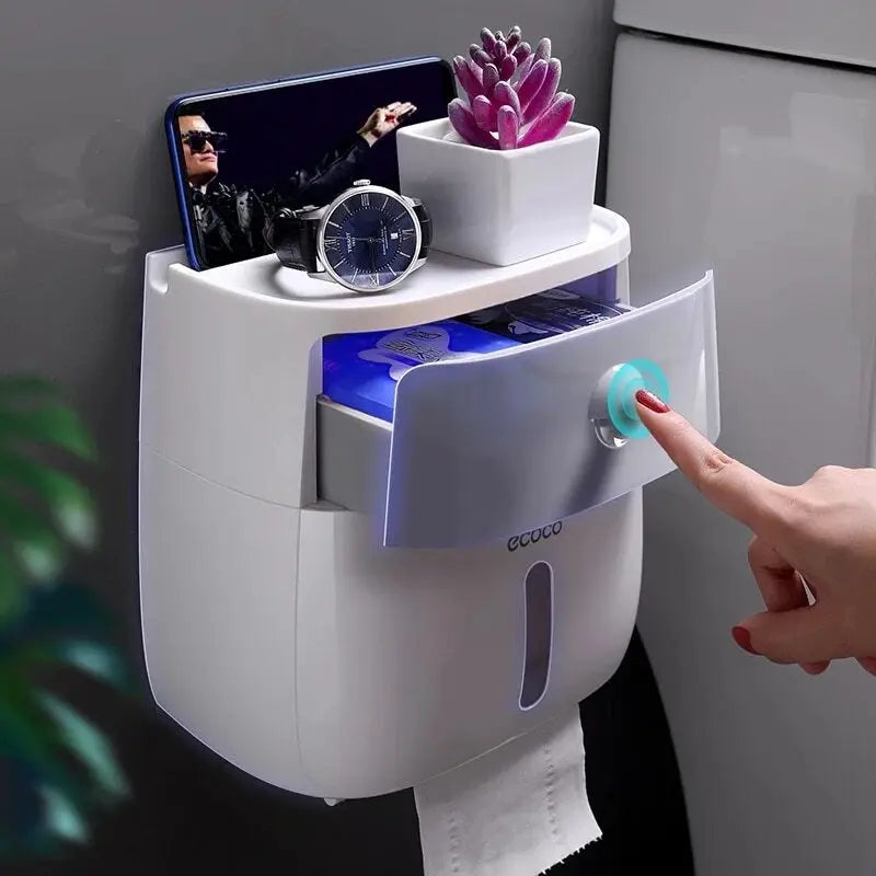 Wall-Mount Waterproof Toilet Paper Holder Home Essentials-7